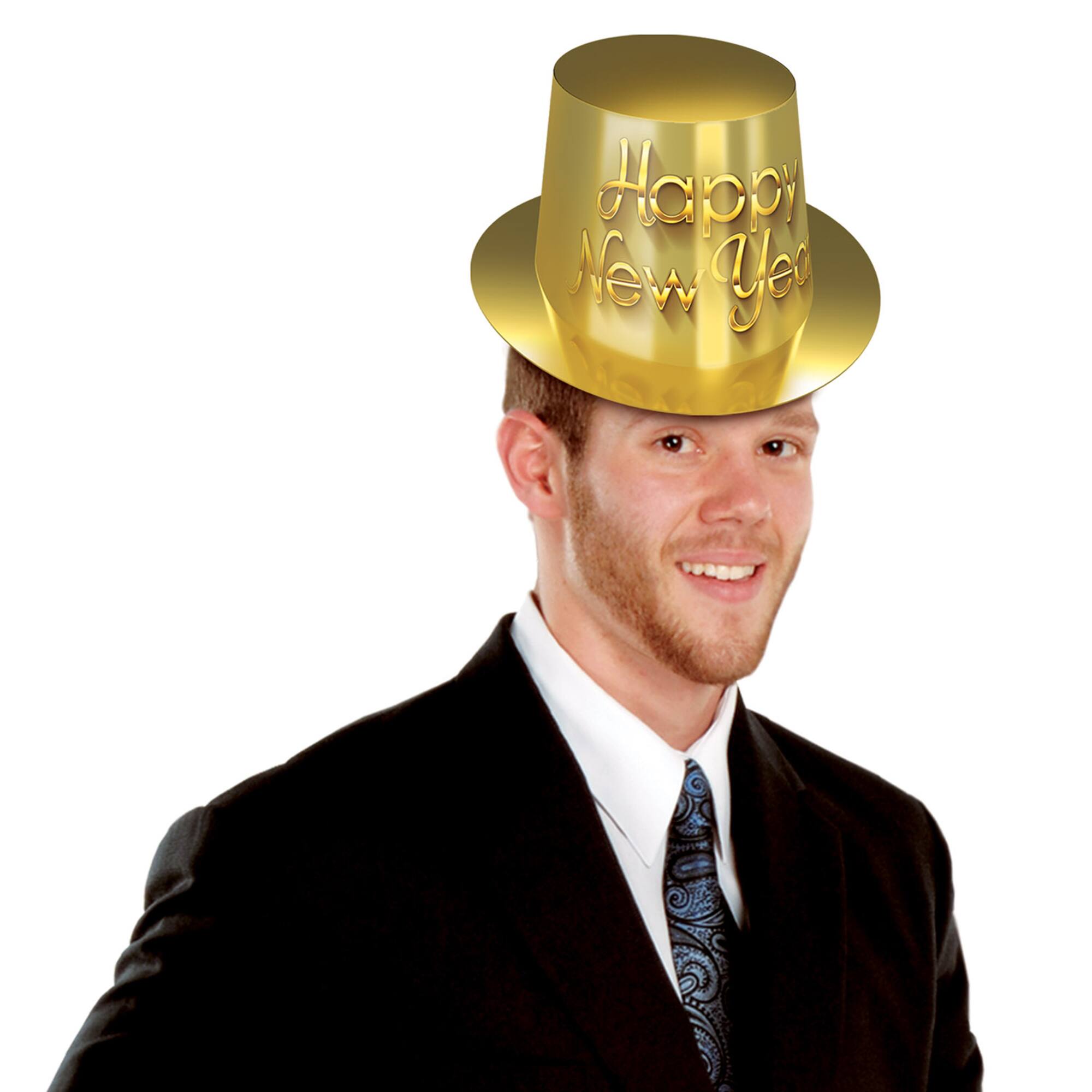 Beistle Adult Gold New Year Hi-Hat, 25 Pack